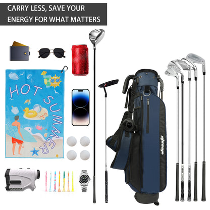 Lightweight Golf Stand Bag, Sunday Carry Bag w/ Auto-Pop Stand, 5 Pocket, 2/3 Way Divider