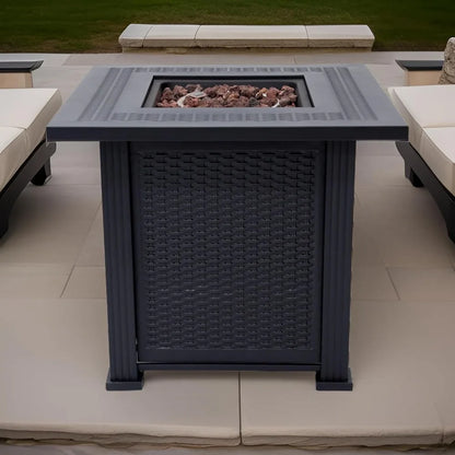Propane Fire Pit 50,000 BYU, 28" Table for Outside w/ Lava Rocks & Removable Lid