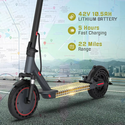 Electric Scooter, 500W 22MPH, 10inch Adult Smart Scooter, Shock-Absorbing, Anti-Skid, Folding Scooter