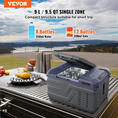 Car Refrigerator, 12 Volt Car Refrigerator Fridge, 9 L Single Zone, Portable Freezer w/ Adjustable Temp
