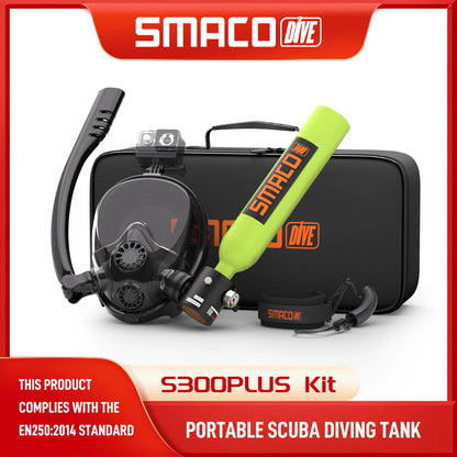Mini Scuba Tank w/ Snorkel Mask, 0.5L Portable Small Diving Tank, Full Face Diving Mask,