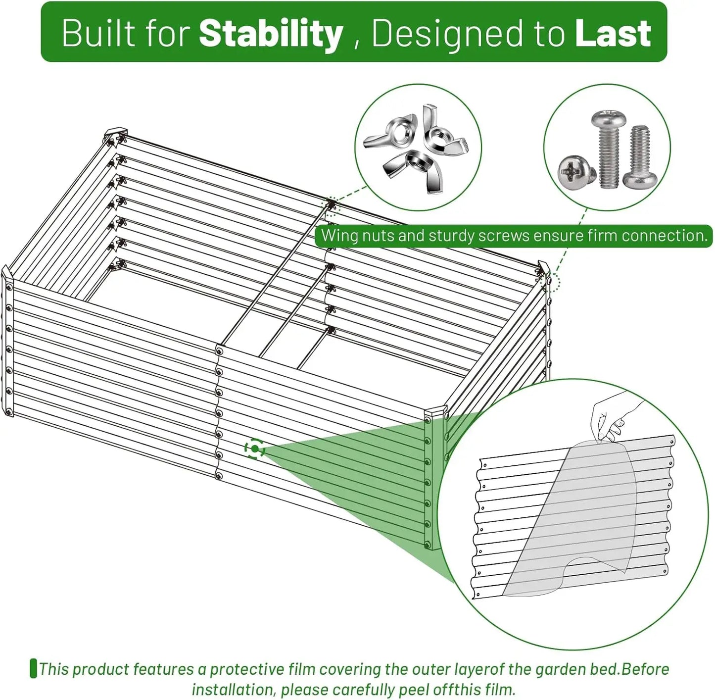 Galvanized Raised Garden Bed, Large 8x4x2FT for Outdoor Planting Vegetables or Flowers