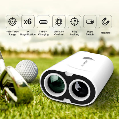 Golf Rangefinder, 1000 Yards, Angle Switch, Flag Lock Vibration, High-Precision Slope Measurement, Magnetic