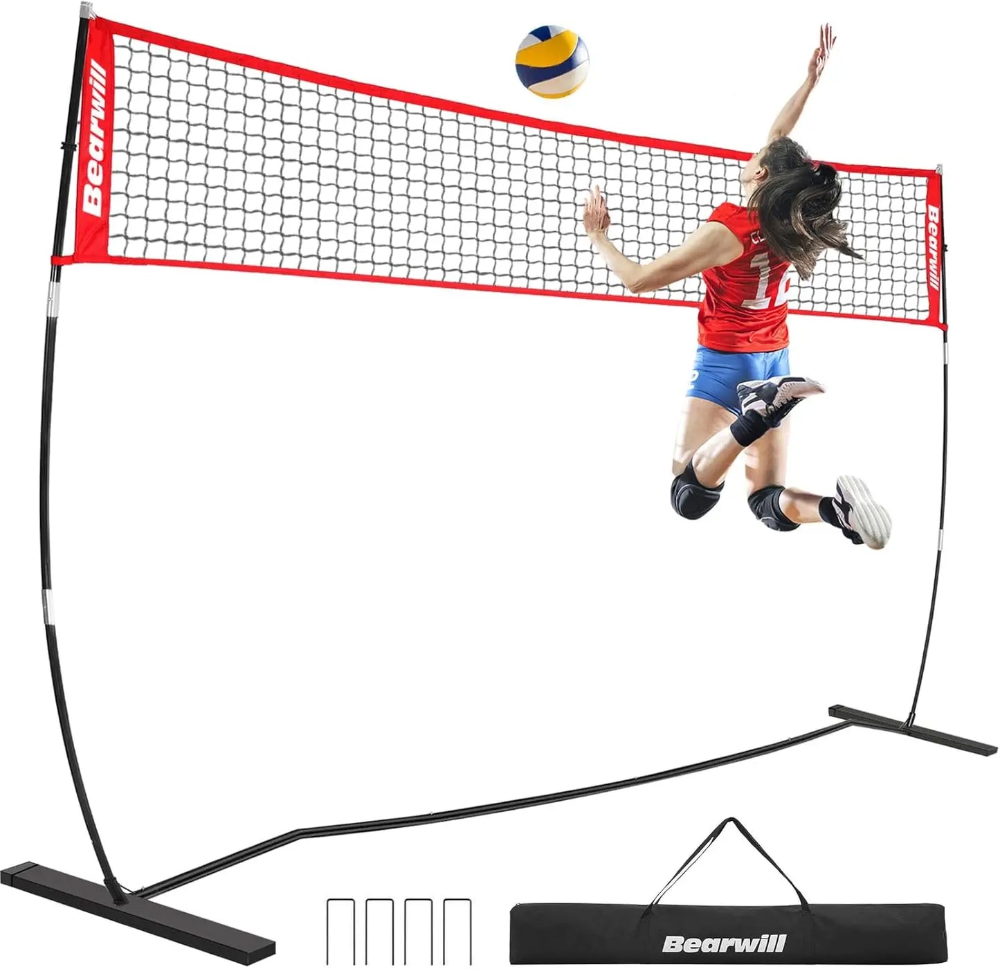 Volleyball Net, 12FT Portable, Adjustable Height with Carry Bag