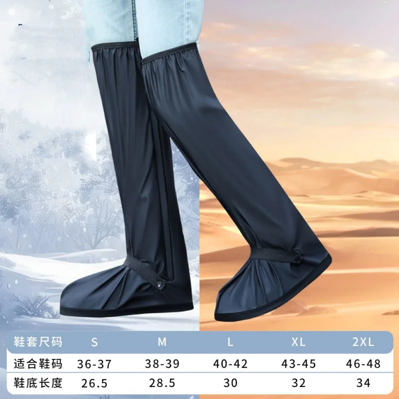 Waterproof Rain Shoe Boot, 60 CM High Pant Covers, Unisex, Cycling Anti-Slip, Reusable Leg Pants