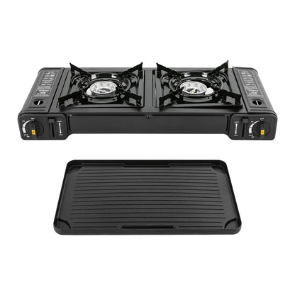 Double Head Barbecue Gas stove w/ Baking Tray, Indoor-Outdoor Application
