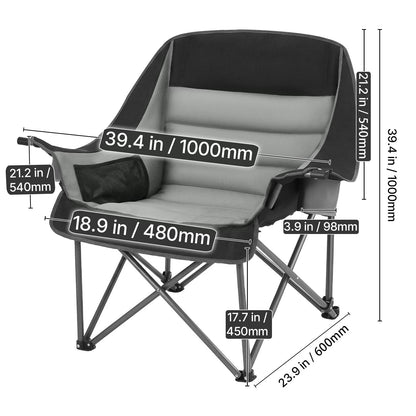 Oversized Camping Chair, 450lbs Heavy Duty Support, Portable Padded Folding Camp Chairs w/Carry Bag