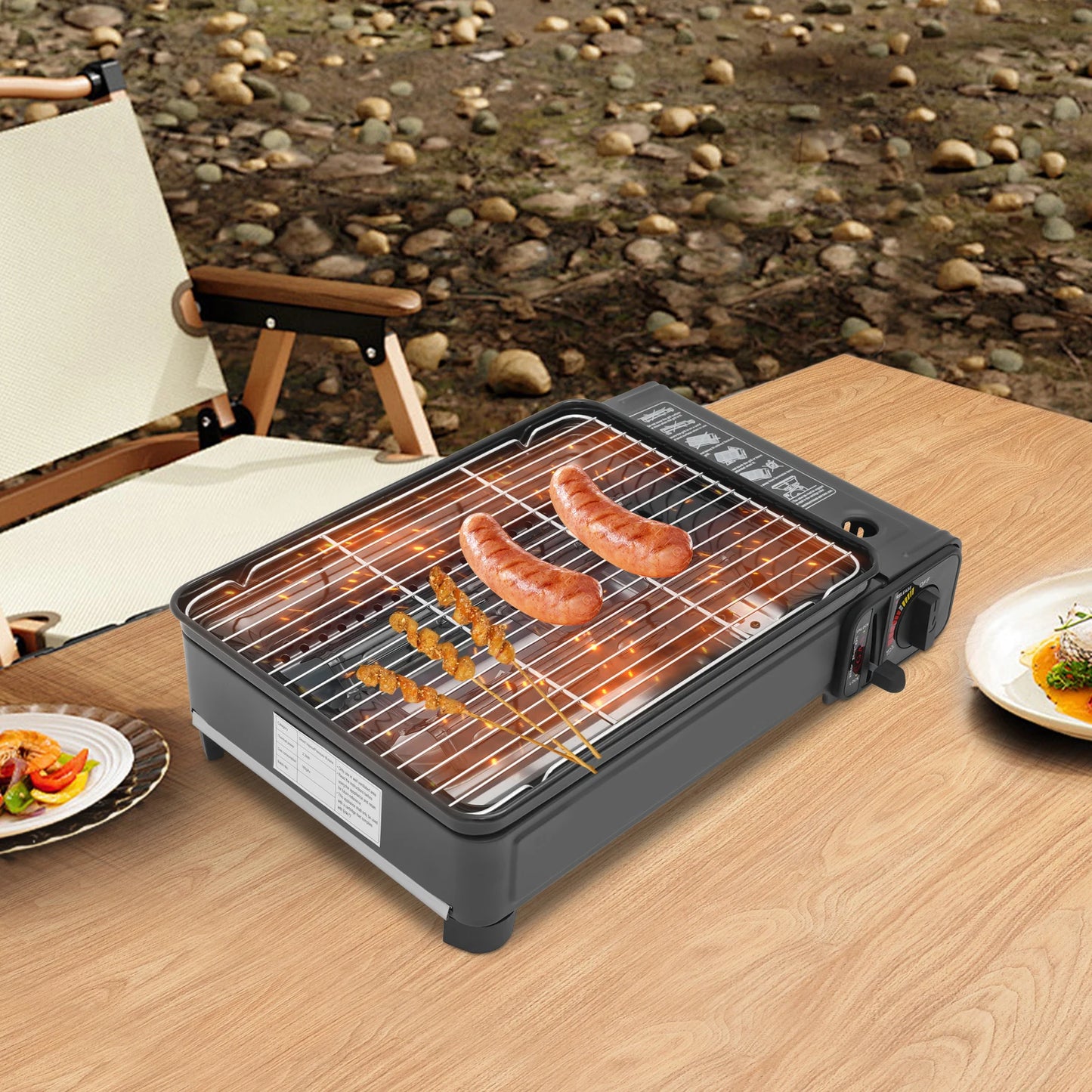Portable Gas Barbecue Camping Stove w/ Carrying Case