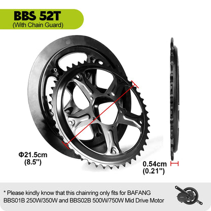 EBike Chainring, 42T 36T 44T 52T, Sprocket Chain Wheel, Aluminum Crown Offset BBS01B BBS02B BBS01 BBS02 Original Mid Motor