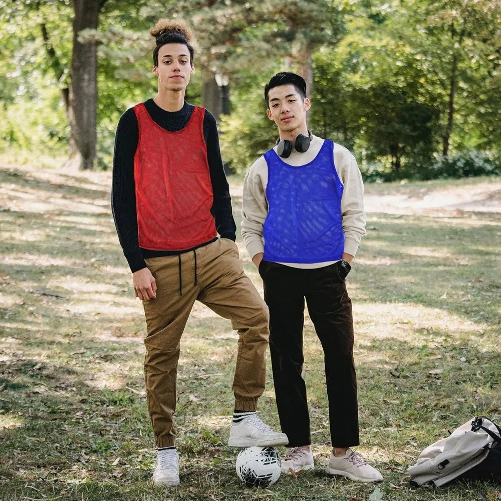 Pinnies Scrimmage Team, 12 Practice Jersey Vests for Child, Youth, Teens