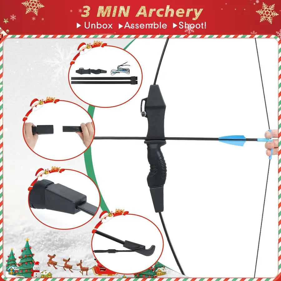 Youth Bow and Arrow Set for Kids, Archery Gear with Safety Arrows