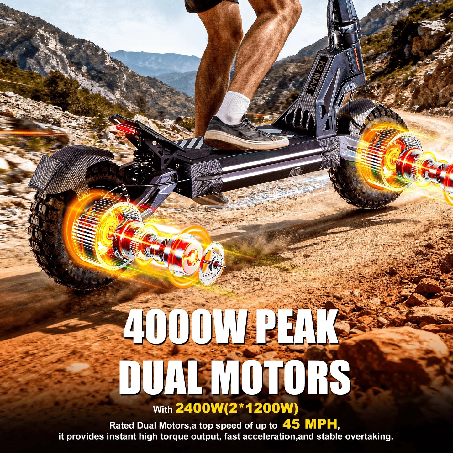 Electric Scooter, Dual 4000W Motor, 45MPH Fast E-Scooter, 60V 27Ah, Heavy Duty 11" Off-Road Vacuum Tires 330lbs, Foldable