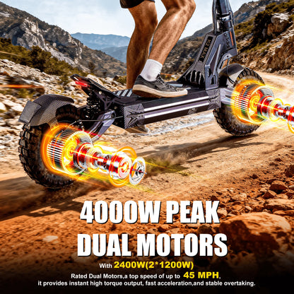 Electric Scooter, Dual 4000W Motor, 45MPH Fast E-Scooter, 60V 27Ah, Heavy Duty 11" Off-Road Vacuum Tires 330lbs, Foldable