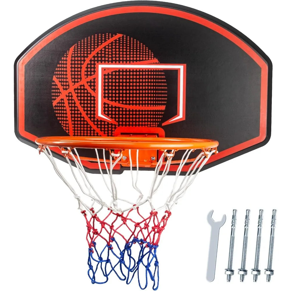 Basketball Hoop, 36"x24" Wall Mounted, Shatter-Proof Backboard
