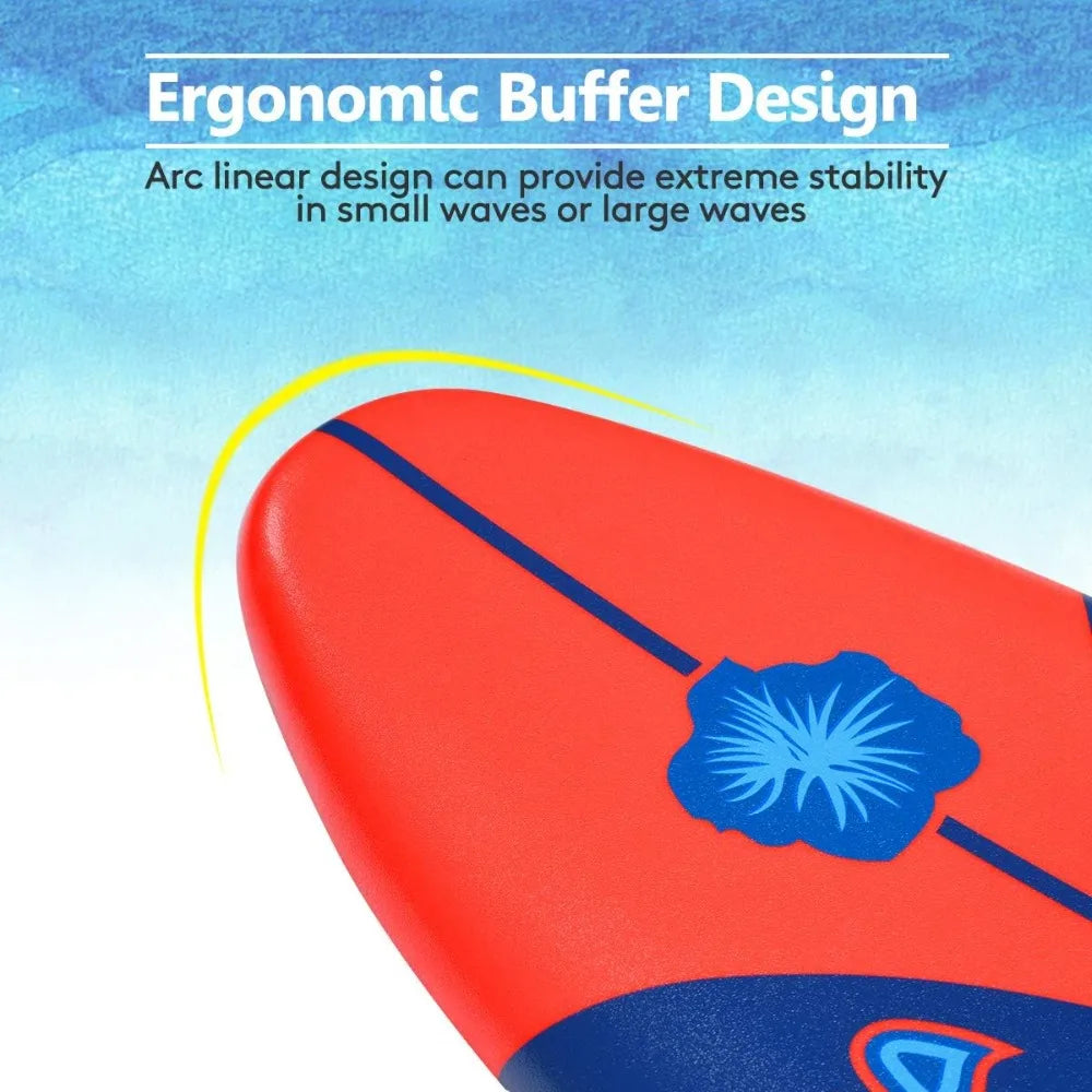 Surfboard 6 feet, Surf Beach, Foamier Board w/ Removable Fins