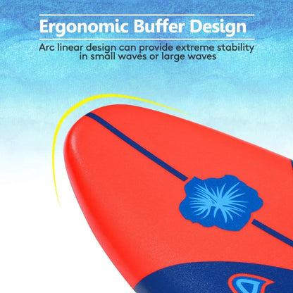 Surfboard 6 feet, Surf Beach, Foamier Board w/ Removable Fins