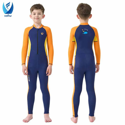 Children's Long-sleeved, One-Piece Swimsuit, Sun Protection, Quick-Drying for Boys or Girls