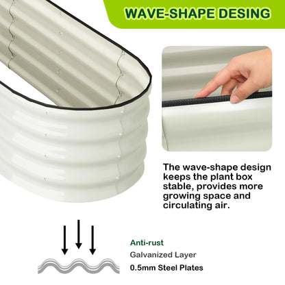 Oval Raised Garden Bed, 2 Pcs 4.5x2x1ft, Galvanized Metal, Open-Ended Base, Outdoor Planters