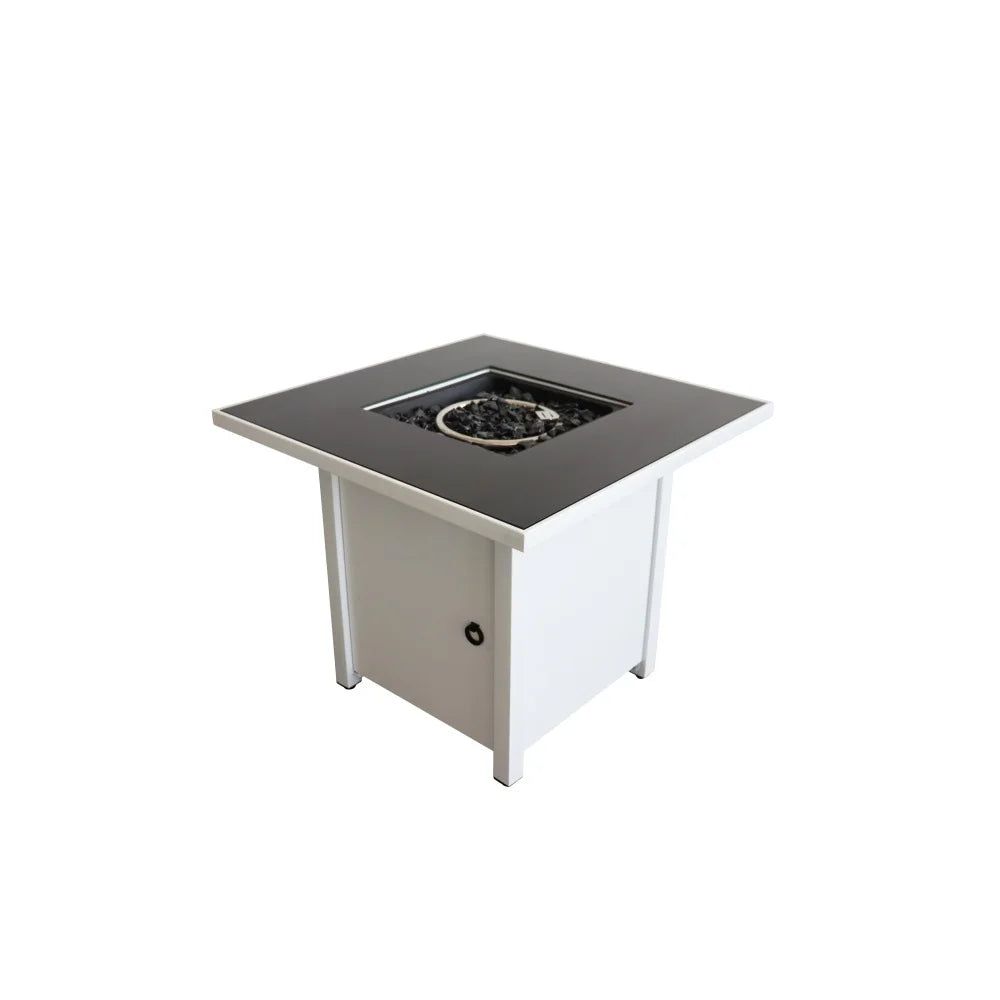 White Steel 30 Inch Propane/natural Gas Firepit Table
