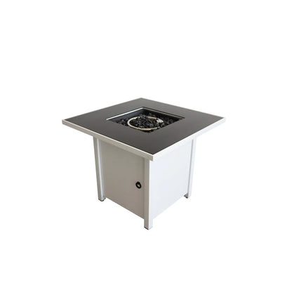 White Steel 30 Inch Propane/natural Gas Firepit Table