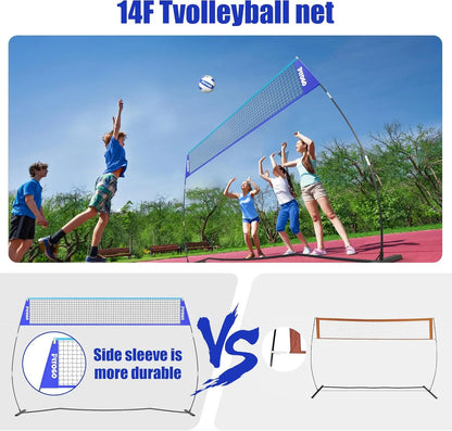 Volleyball Net, 14FT Adjustable Height with Portable Carry Bag