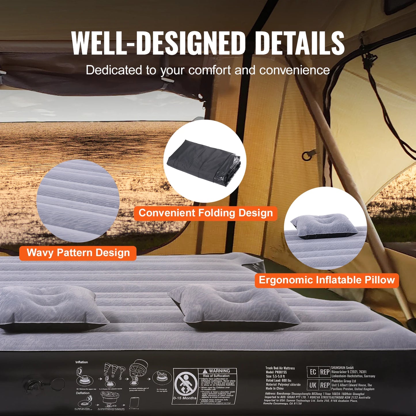 Truck Bed Air Mattress Full Size, Short Truck Beds, Inflatable Camping Bed