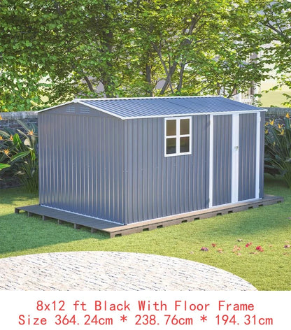 Outdoor Metal Storage Shed, Large 10x14 FT. Garden Tool Shed, 3 Lockable Doors, Waterproof