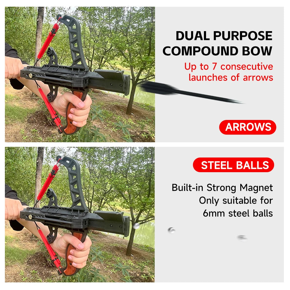 Archery and Steel Ball, Dual-Purpose, Elastic Shooting Bow for Outdoor Hunting