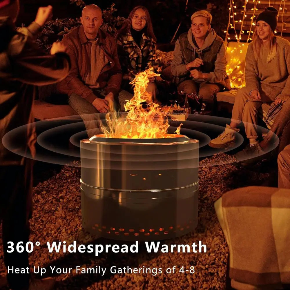 Outdoor Smokeless Fire Pit, 20'' Portable for Camping, w/ Carry Bag