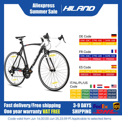 700c Road Bike, 14 Speeds, Lightweight Aluminum Frame, Racing or Road Bike, Unisex
