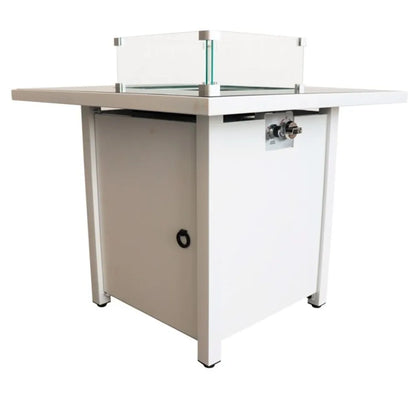 White Steel 30 Inch Propane/natural Gas Firepit Table