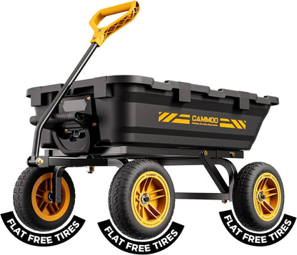 Heavy-Duty Garden Utility Wagon Cart, 10in NO-FLAT Tires, 900lb Expandable Capacity, w/ Quick-Release Dump