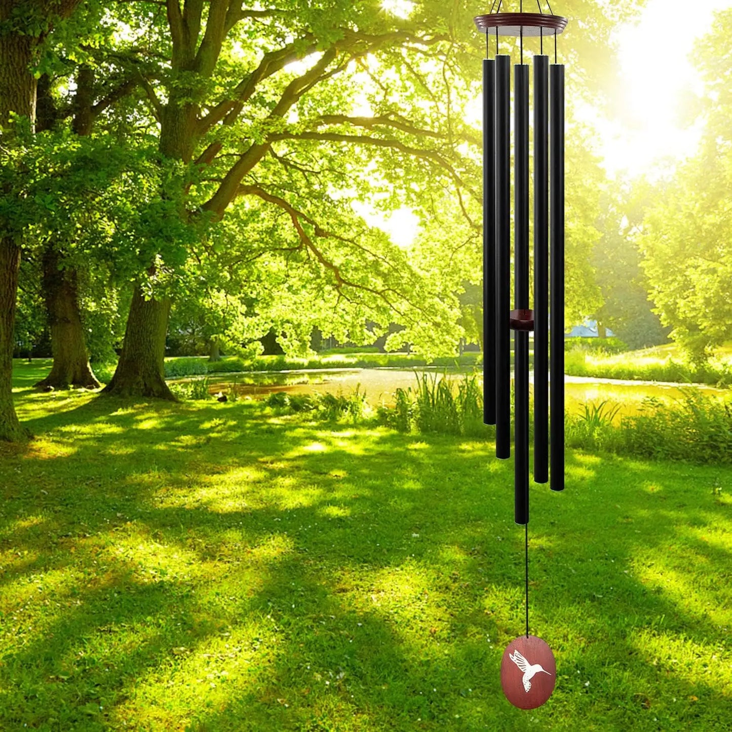 Outdoor Wind Chimes, Deep Tones, 5 Tuned Aluminum Tubes 60 inch, for Patio and Garden