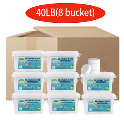 Chlorine Tablets - 3" size, 40 lbs Container, Stabilized for Hot Tubs, Pools or Spas