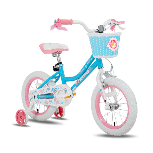 Girls Bike with Basket & Training Wheels, 12, 14, 16, 18 Inch Kids Bike, Foot Brake, Child Bicycle
