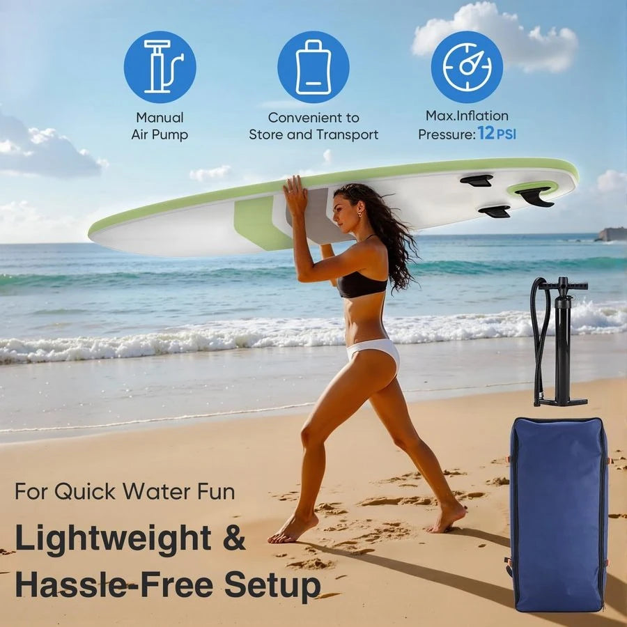 Inflatable, Stand Up Paddle Board w/ Premium SUP, Paddle Wide-Stable Design Non Slip Deck