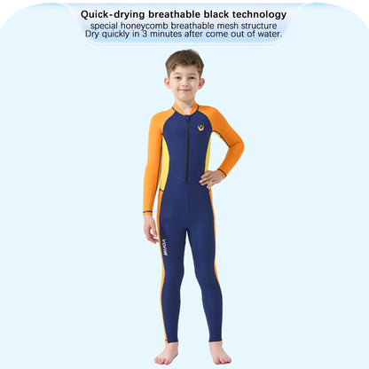 Children's Long-sleeved, One-Piece Swimsuit, Sun Protection, Quick-Drying for Boys or Girls