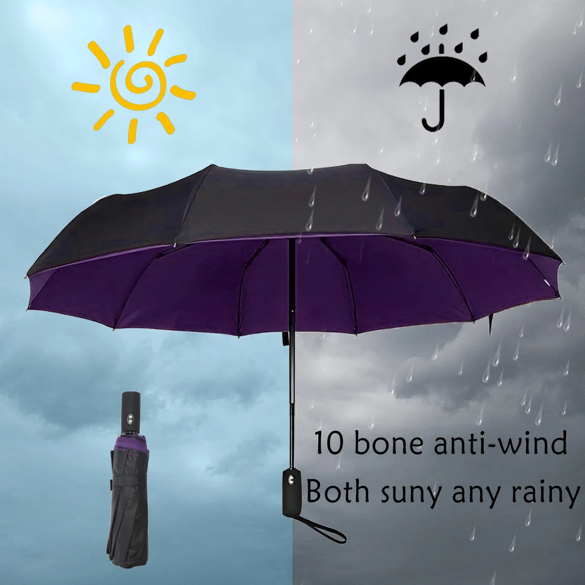 Umbrella Extra Large, Ten Bone Double Umbrella, Triple Large Folding Sunshade Umbrella