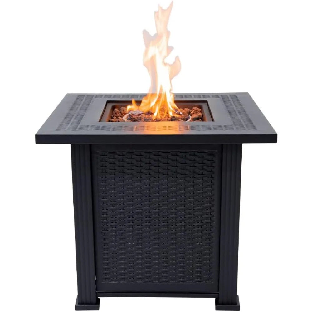 Propane Fire Pit 50,000 BYU, 28" Table for Outside w/ Lava Rocks & Removable Lid