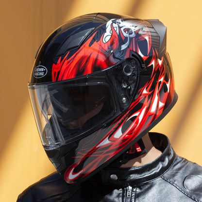 Motorcycle Helmet, DOT Certified Full Face, Unisex Helmet w/ Built In Sun Visor and Clear Outer Visor