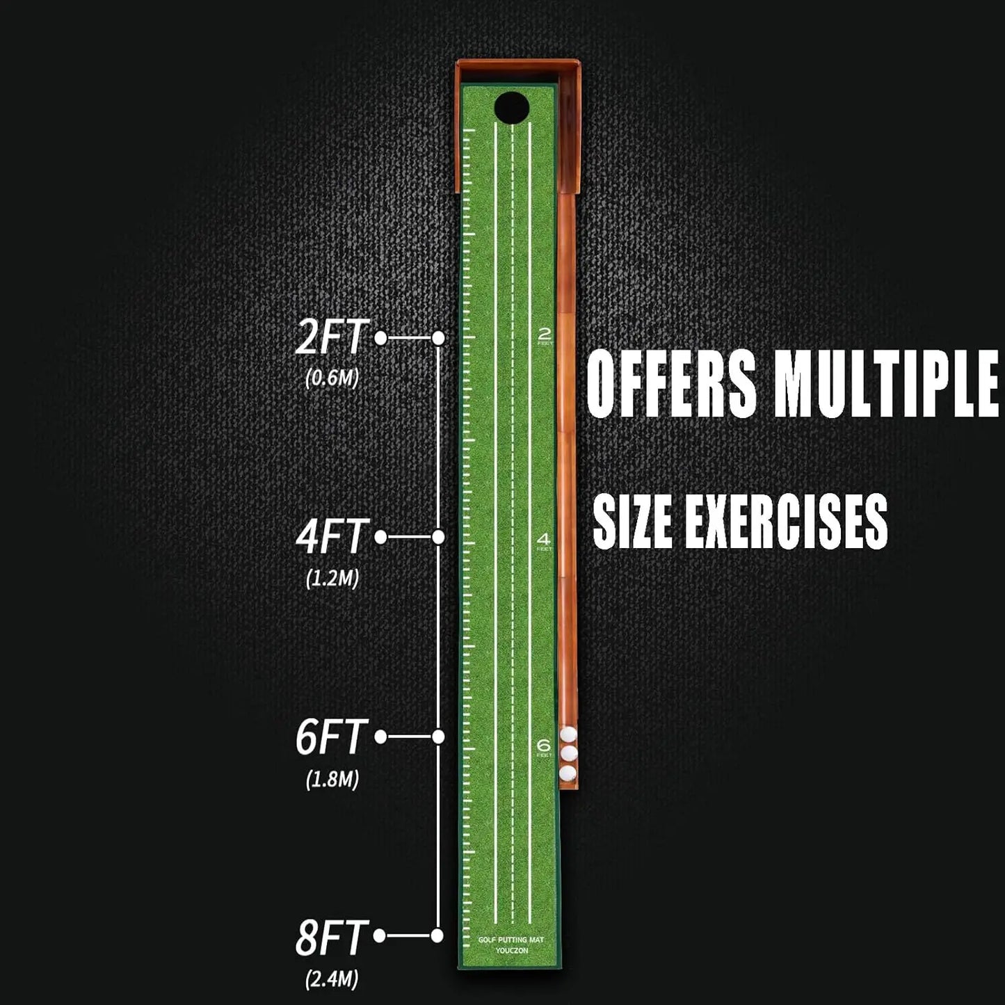 Indoor Golf Putting Mat w/ Auto Ball Return, Velvet Surface for Training Aid