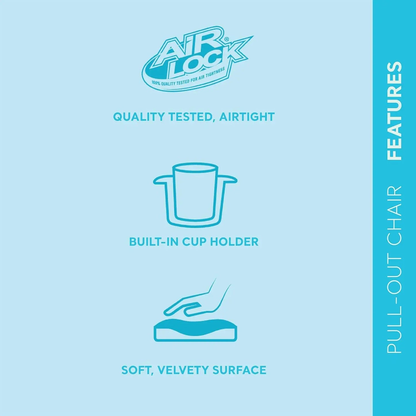 Inflatable Pull-Out Chair w/ Built-In Cupholder: Velvety Surface