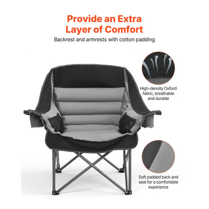 Oversized Camping Chair, 450lbs Heavy Duty Support, Portable Padded Folding Camp Chairs w/Carry Bag