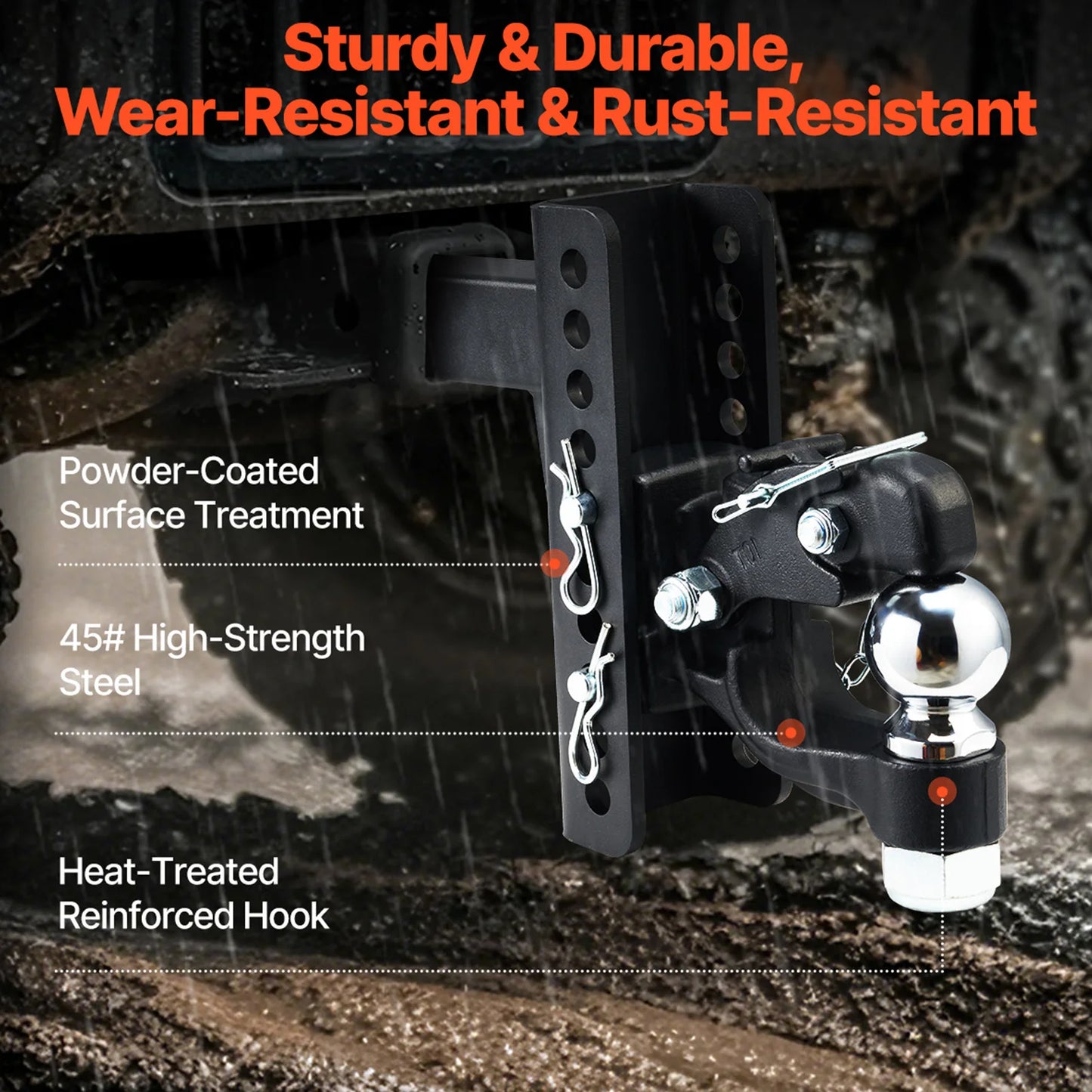 Pintle Hook Hitch 20,000Lbs, Combo 2in & 2-5/16in Ball, Fit 2.5-3in Lunette Ring