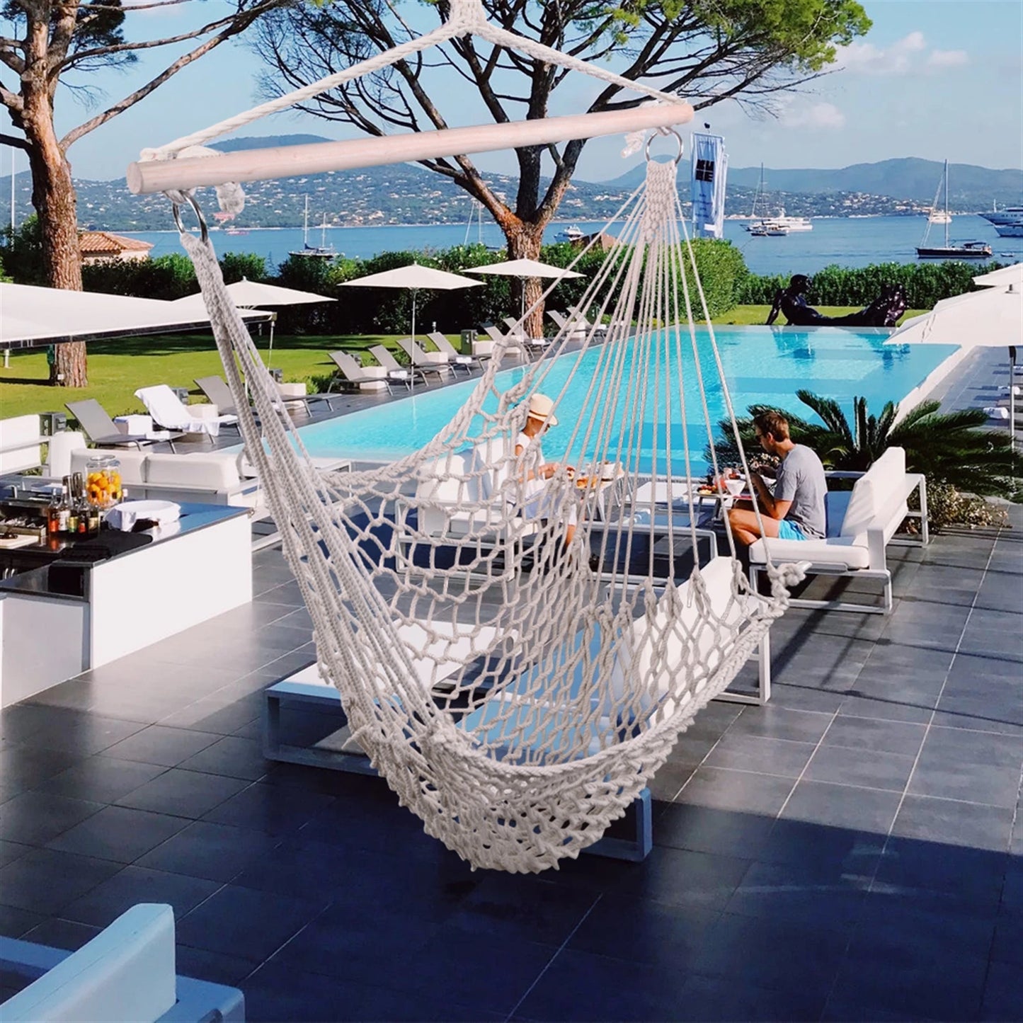 Nordic Style White Hammock, Indoor, Outdoor Garden Hanging Chair Swing