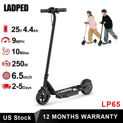 Electric Scooter for Kids, 3/6/9MPH, Three Speed Modes & 10Mile Max Range, 250W Motor, 6.5" Solid Tires, E-Scooter