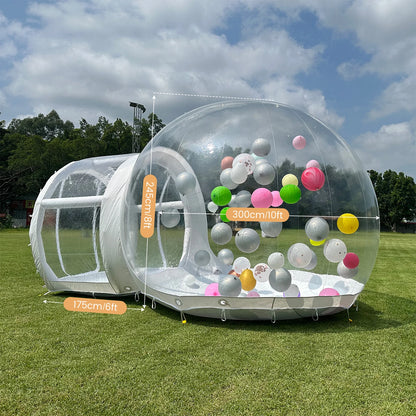 Inflatable 10FT PVC Bubble House, Outdoor Castle with 750W Air Blower, 100 Balloons