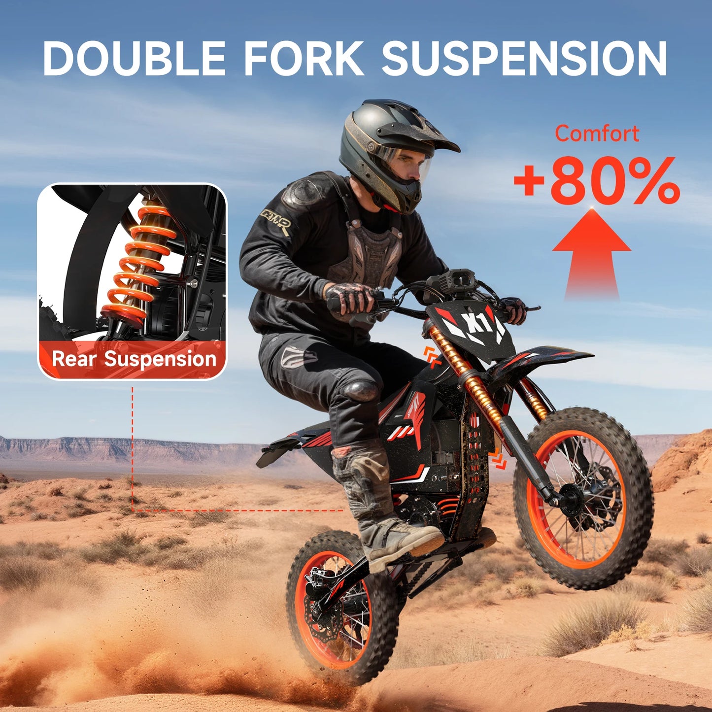 Electric Dirt Bike for Teens or Adults, 4500W Peak Electric Motorcycle, 60V 28.8Ah E-Dirt Bike, 60 Mile Range