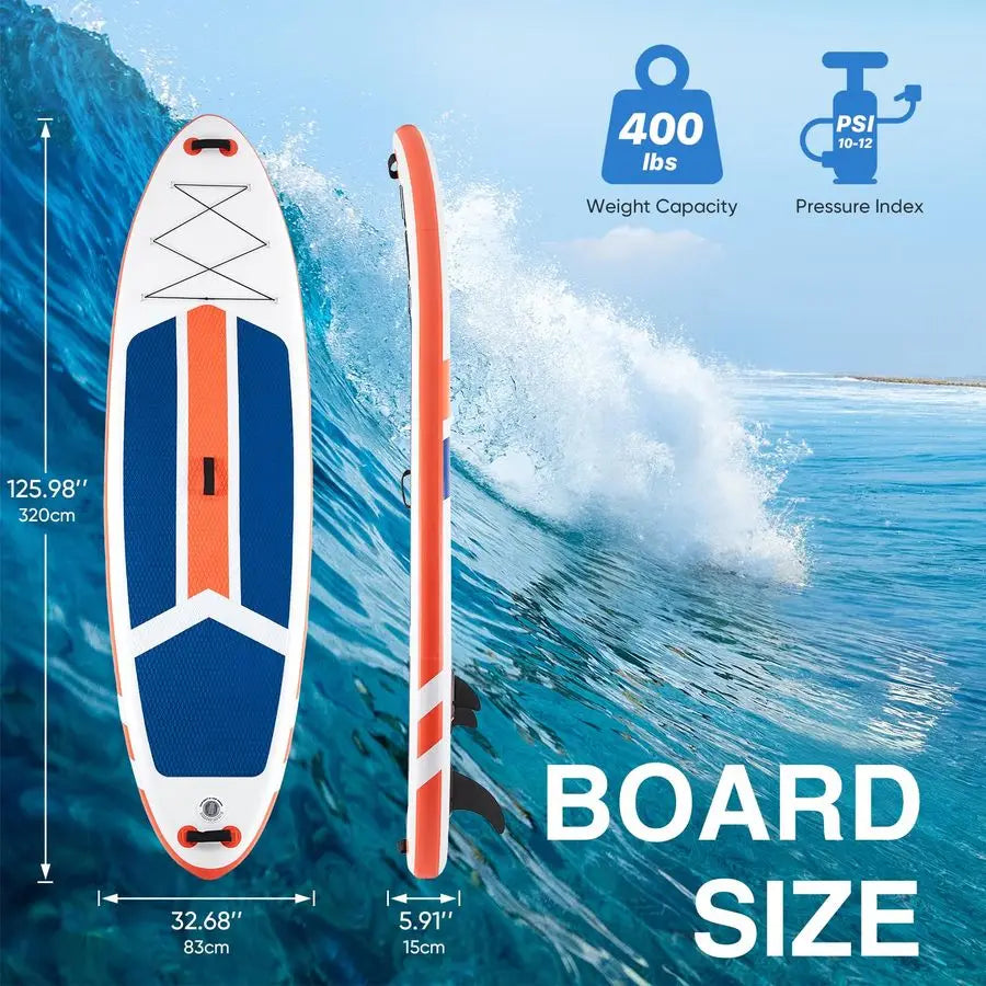 Inflatable Stand Up Paddle Board w/ Premium Accessories Wide Non-Slip Comfort Deck