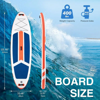 Inflatable Stand Up Paddle Board w/ Premium Accessories Wide Non-Slip Comfort Deck